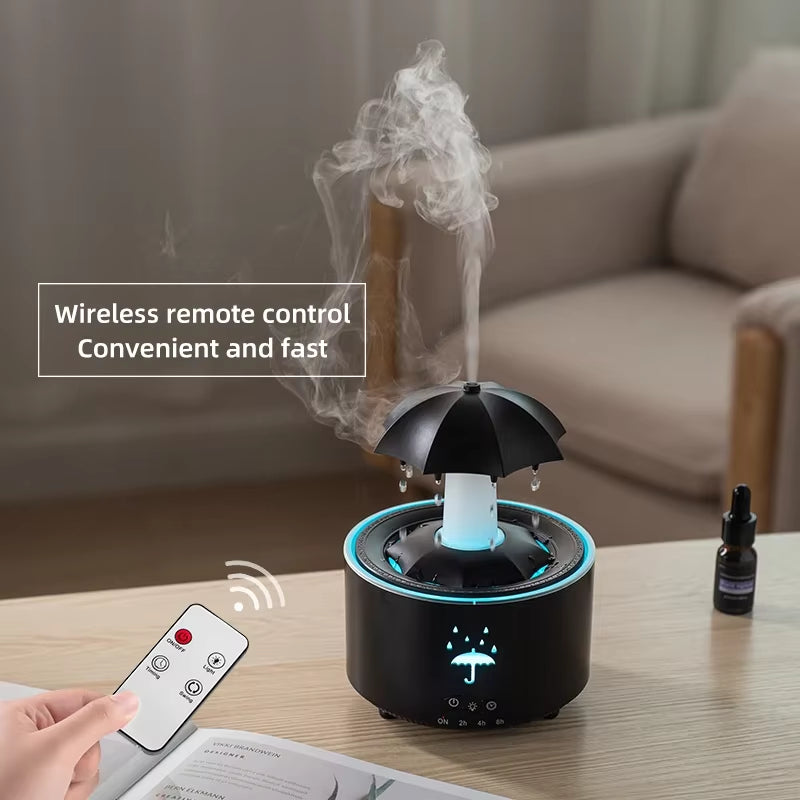 Creative Umbrella Water Drop Air Humidifier and Aromatherapy Diffuser with Colorful Raindrop Light