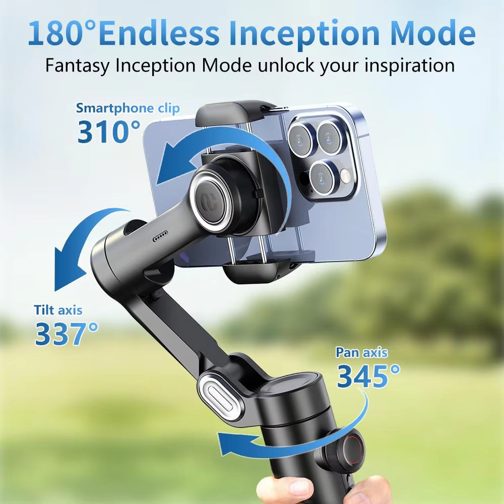 AOCHUAN 3-Axis Handheld Gimbal Stabilizer for Smartphone: Enhanced Video Capture with Face Tracking and Built-in Fill Light for Vlogging and Social Media Content Creation