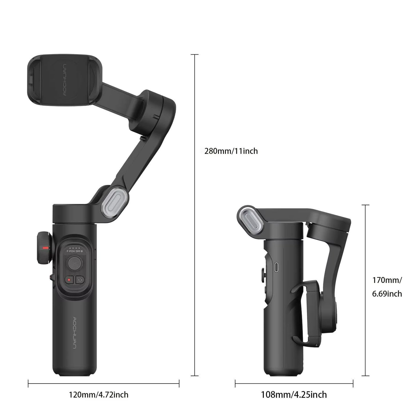 AOCHUAN 3-Axis Handheld Gimbal Stabilizer for Smartphone: Enhanced Video Capture with Face Tracking and Built-in Fill Light for Vlogging and Social Media Content Creation