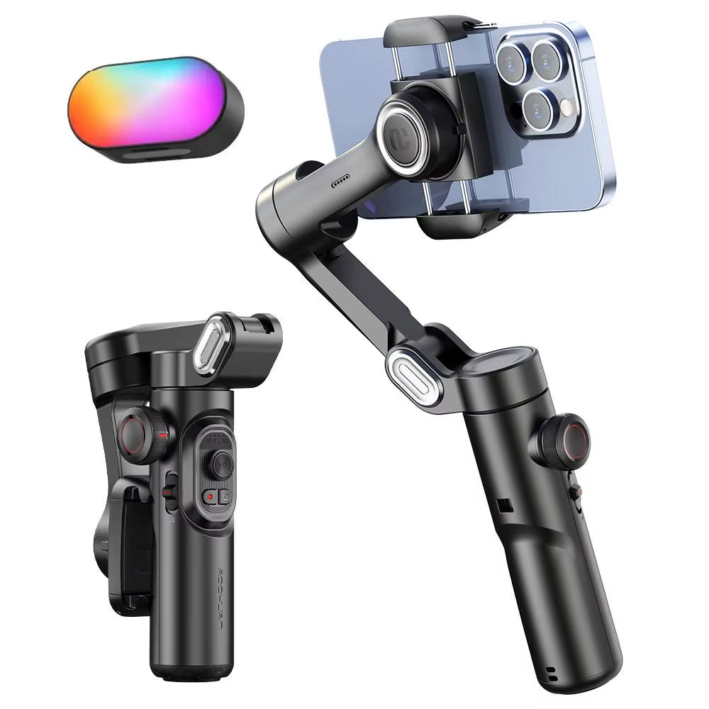 AOCHUAN 3-Axis Handheld Gimbal Stabilizer for Smartphone: Enhanced Video Capture with Face Tracking and Built-in Fill Light for Vlogging and Social Media Content Creation