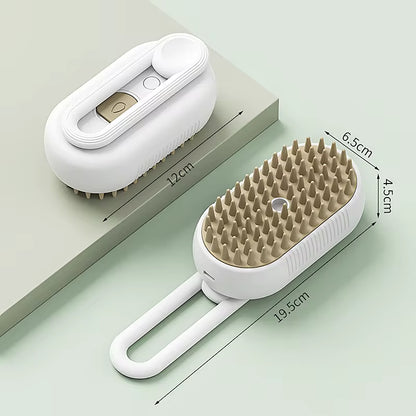 3-in-1 Pet Steam Brush for Cats and Dogs - Cleaning, Massage, and Hair Removal Grooming Tool