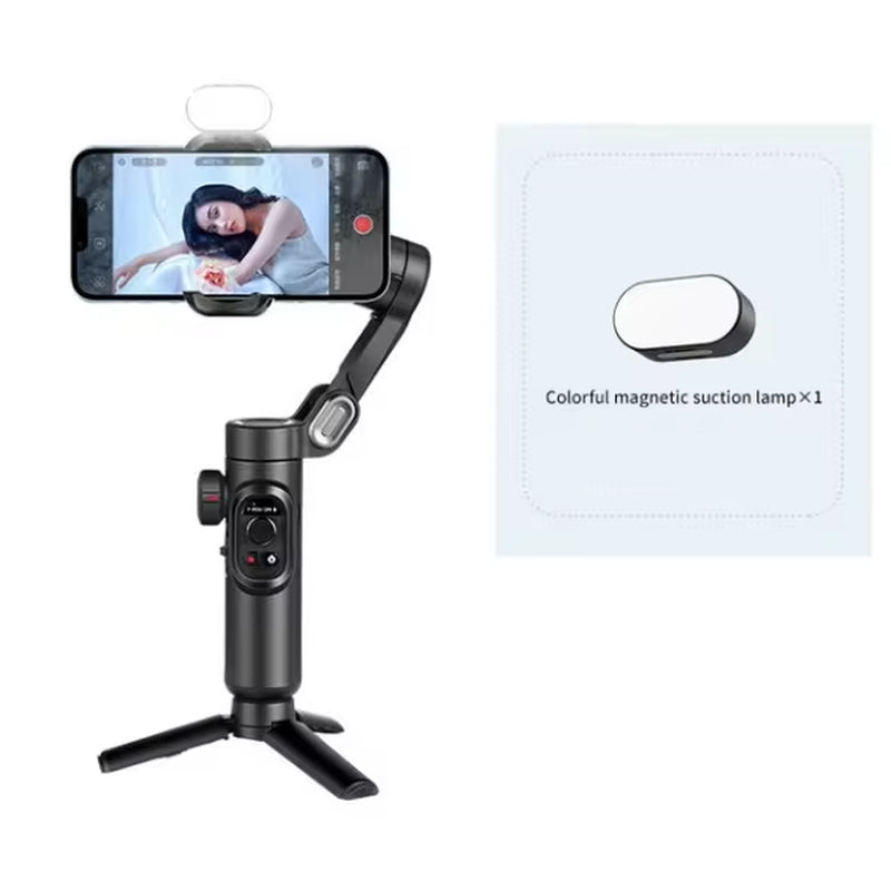 AOCHUAN 3-Axis Handheld Gimbal Stabilizer for Smartphone: Enhanced Video Capture with Face Tracking and Built-in Fill Light for Vlogging and Social Media Content Creation